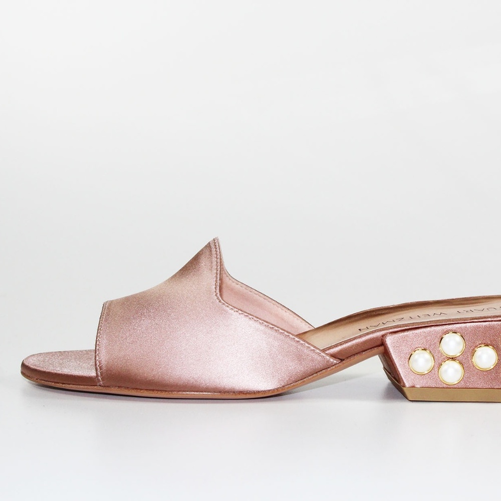 STUART WEITZMAN  Sliderpearl Satin Slide Sandals